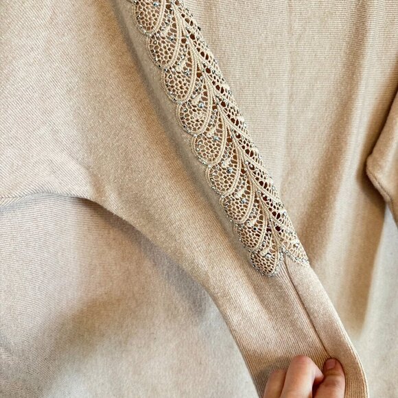 Siren Lily PLUS 3X women's pale peach cream neutral sweater with sparkles - Picture 3 of 12